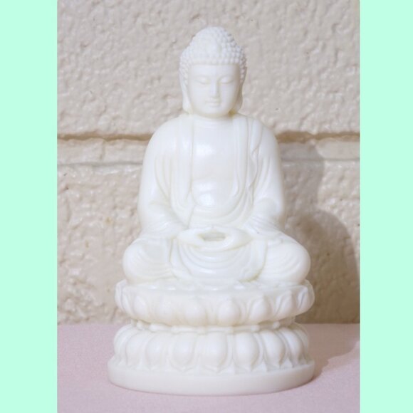 SHAKYAMUNI BUDDHA WHITE STATUE-Dhyana Samadhi-Resin-4.5"-Meditation-Mudra New - Picture 2 of 14